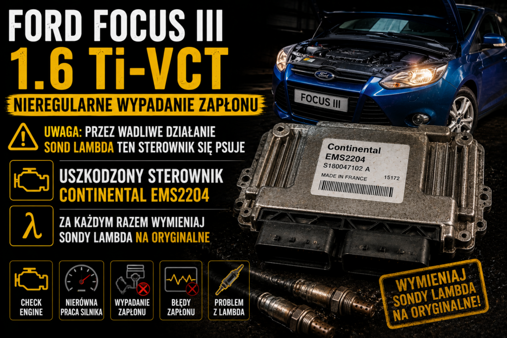 Ford Focus III 1.6 Ti-VCT — EMS2204 i wypadanie zapłonu